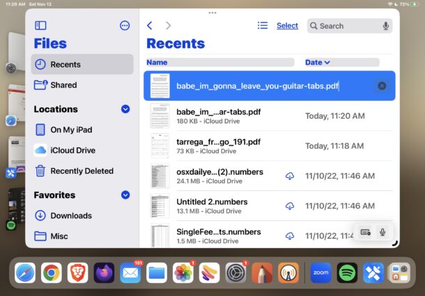 Modifica dell'estensione di un file su iPad o iPhone nell'app File