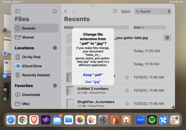 Come modificare l'estensione dei file su iPad o iPhone nell'app File
