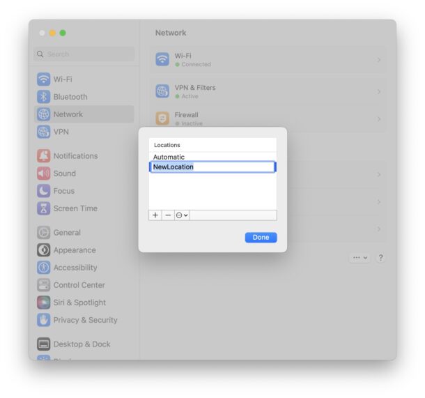 Usa le posizioni di rete in MacOS Ventura