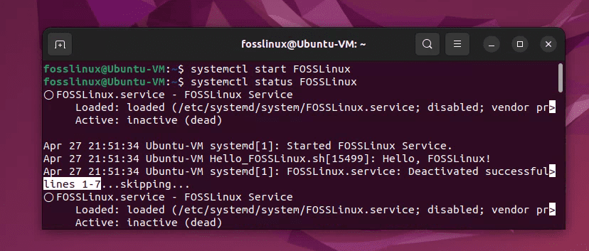 avviare e controllare un servizio systemd