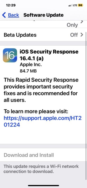 Aggiornamento della risposta di sicurezza iOS