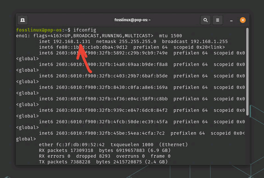 trovare l'indirizzo ip su un pc linux