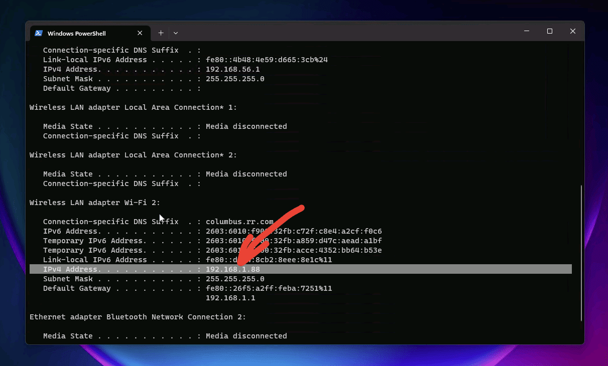 trovare l'indirizzo ip di un pc windows