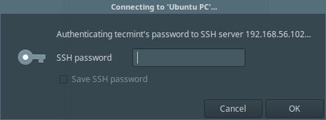 Immettere la password SSH
