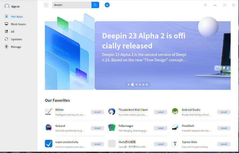 Deepin AppStore