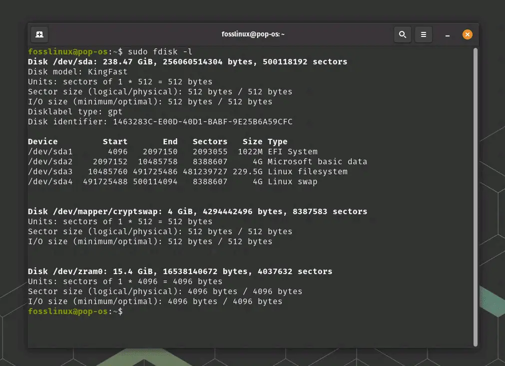 Utilizzo del comando fdisk