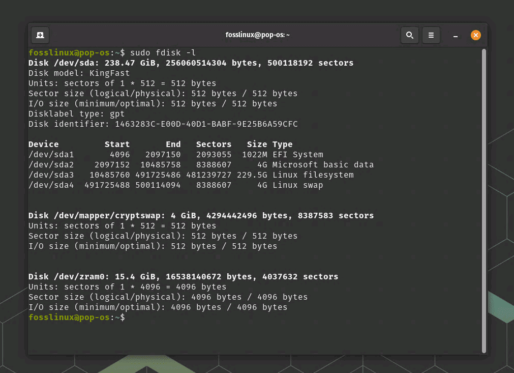 Utilizzo del comando fdisk