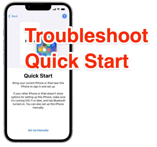 Risoluzione dei problemi di Quick Start che non funziona su iPhone o iPad