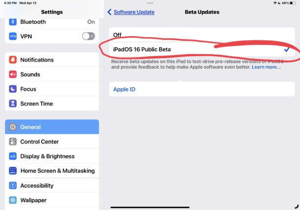 Attiva gli aggiornamenti beta di iOS o iPadOS