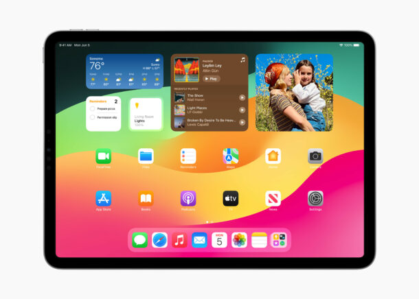 Schermata iniziale di iPadOS 17 con widget interattivi