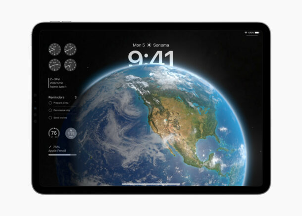 iPadOS 17 con schermata di blocco personalizzata