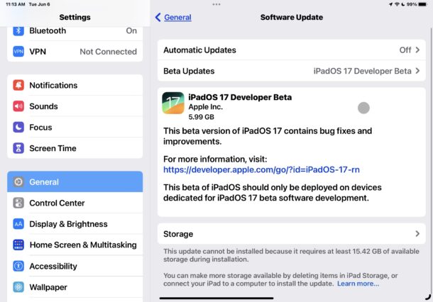 Come installare la versione beta per sviluppatori di iPadOS 17 su iPad