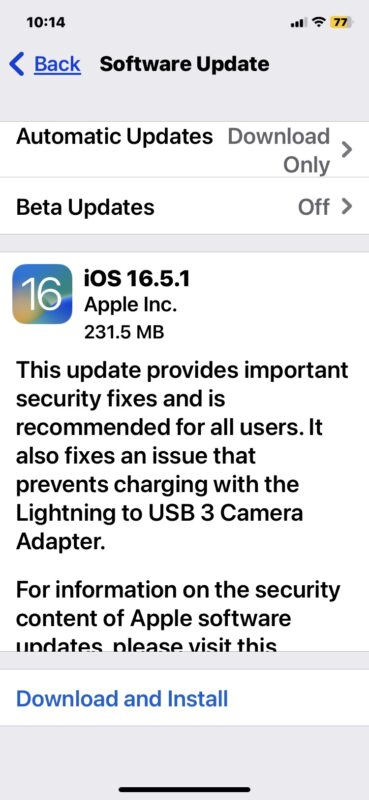 Aggiornamento iOS 16.5.1 disponibile per il download