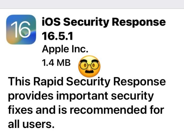 Aggiornamenti Rapid Security Response rilasciati ancora una volta per iOS 16.5.1, ipadOS 16.5.1 e macOS Ventura 13.4.1