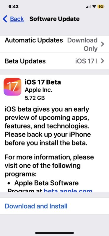 Installare gli aggiornamenti per la beta pubblica di iOS 17 è facile