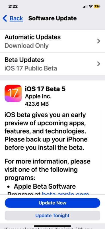 iOS 17 beta pubblica 5