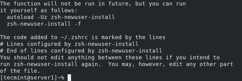 Prompt dei comandi Zsh