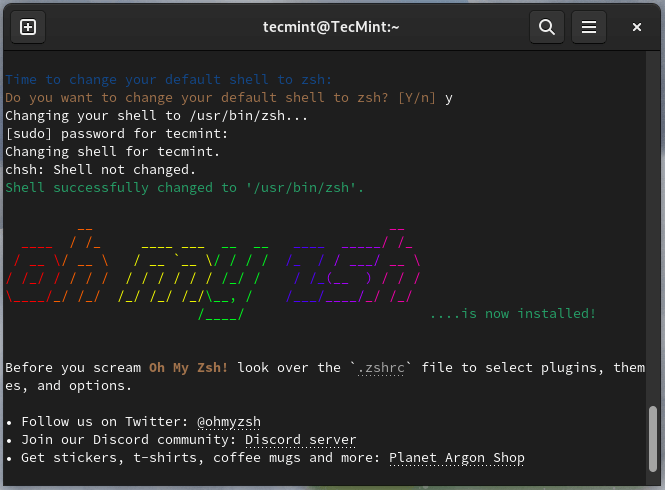 Installa Oh My Zsh in Fedora