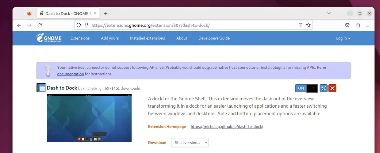installazione di dash to dock su Ubuntu