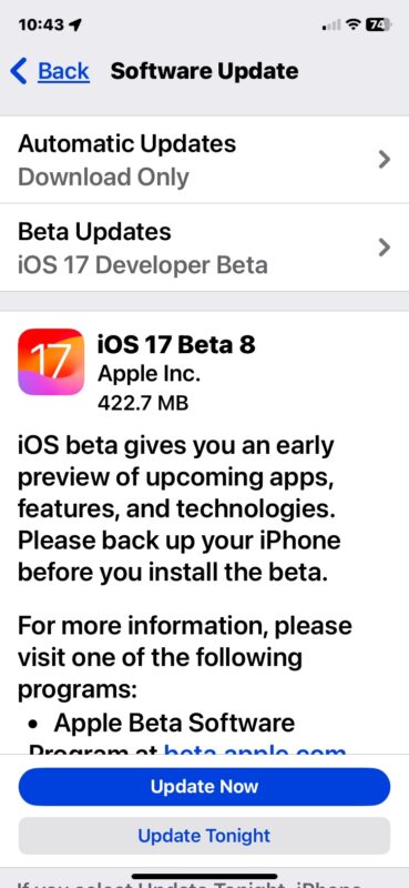 L'aggiornamento iOS 17 beta 8 è disponibile per il download e l'installazione