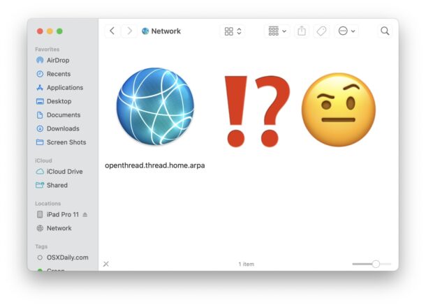 Cos'è openthread.thread.home.arpa su Mac Network?