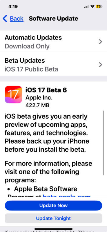 Beta pubblica di iOS 17 6