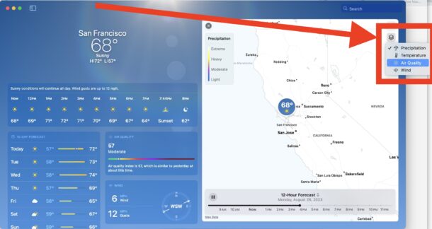 Come vedere l'AQI nel meteo per Mac