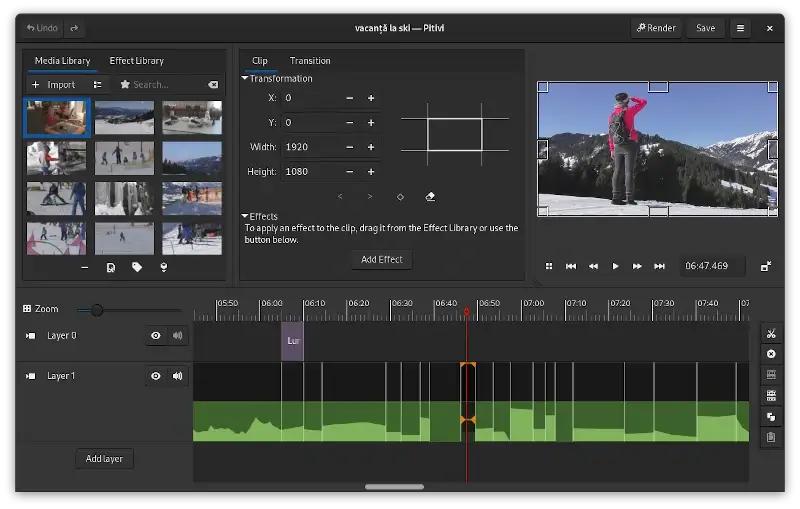 Editor video open source Pitivi
