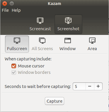 Strumento per catturare schermate di kazam