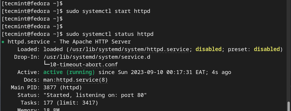 Controlla Apache in Linux