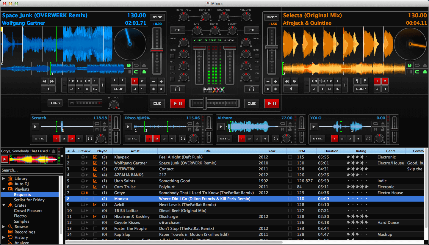 Mixxx in esecuzione su Linux