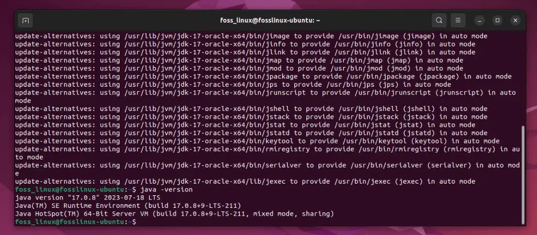 verifica dell'installazione di jdk