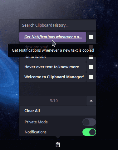 Gestore degli appunti di Budgie