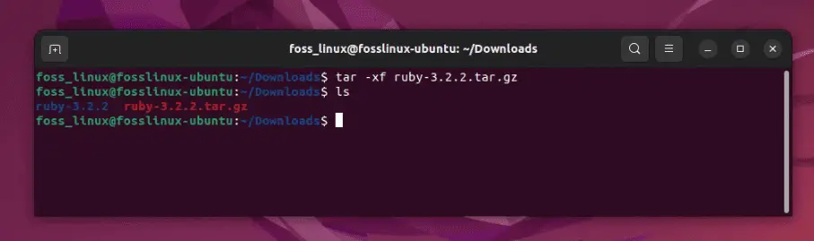 estrazione del file tar gz in Ubuntu