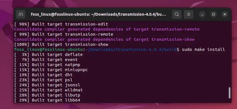 installazione della trasmissione