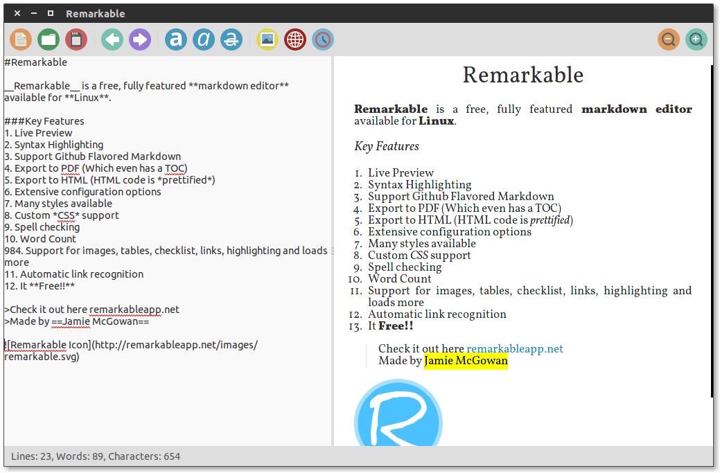 Notevole editor Markdown per Linux