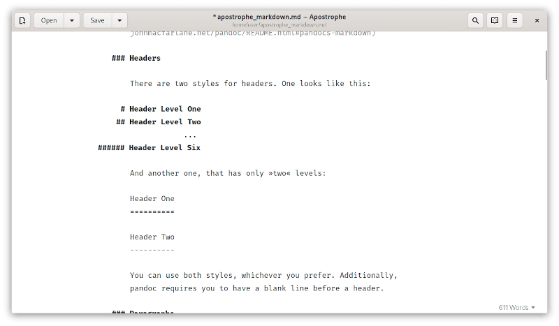 Apostrofo - Editor Markdown per Linux