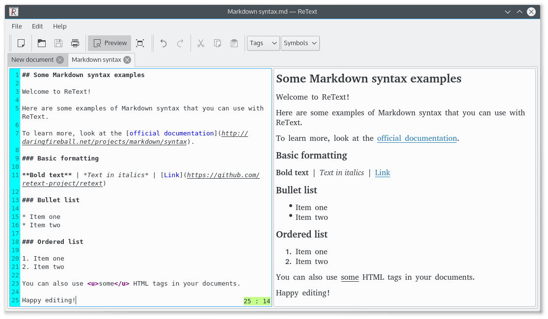 Editor Markdown ReText per Linux