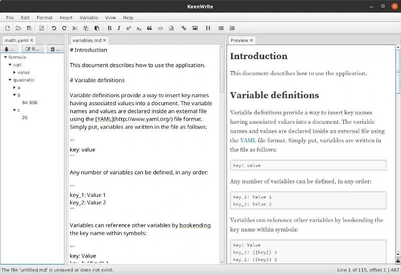 KeenWrite: editor di markdown