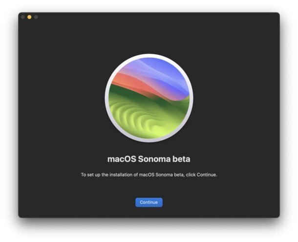 Schermata iniziale del programma di installazione di MacOS Sonoma all'avvio
