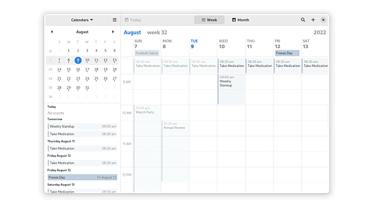 Calendario GNOME