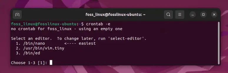 eseguendo crontab