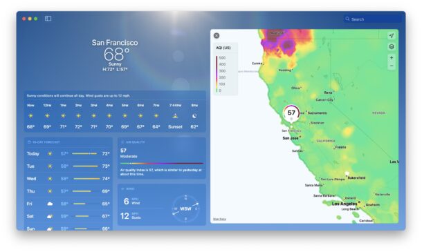 Visualizza la mappa AQI sull'app Meteo per Mac, iPhone e iPad