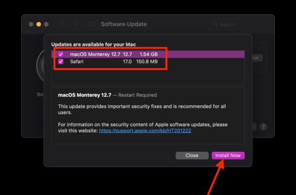 Installa gli aggiornamenti di macOS Monterey senza installare macOS Sonoma