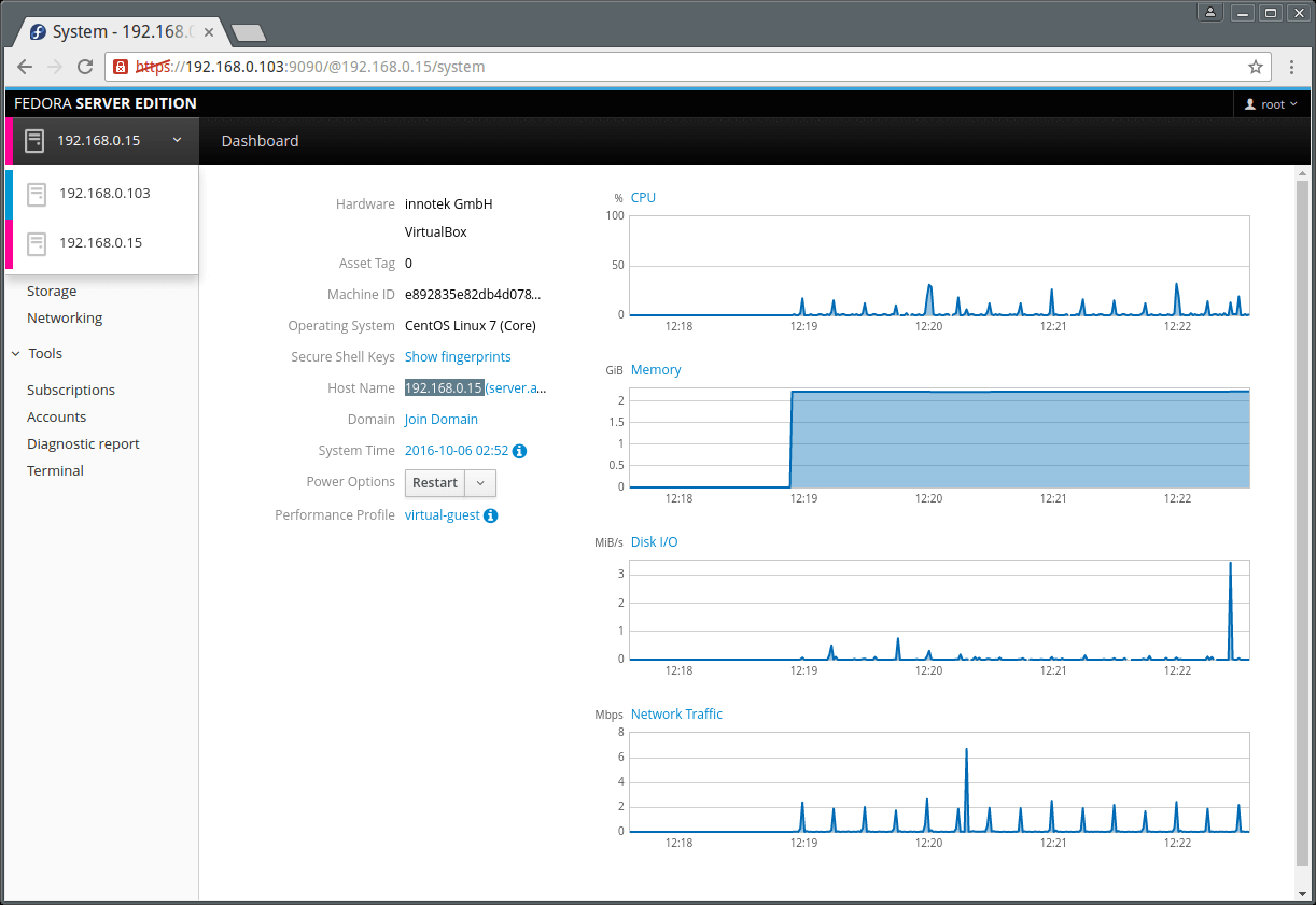 Cockpit: monitoraggio remoto del server Linux