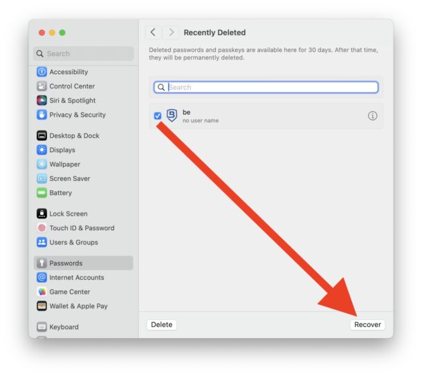 Come recuperare una password cancellata di recente su MacOS