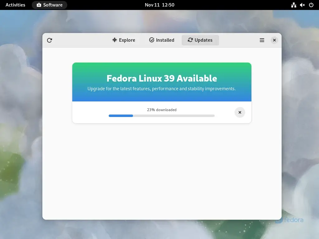 Download degli aggiornamenti Fedora