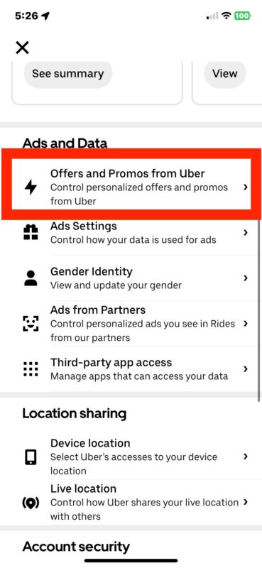 Come disattivare le notifiche promozionali e gli avvisi di marketing Uber