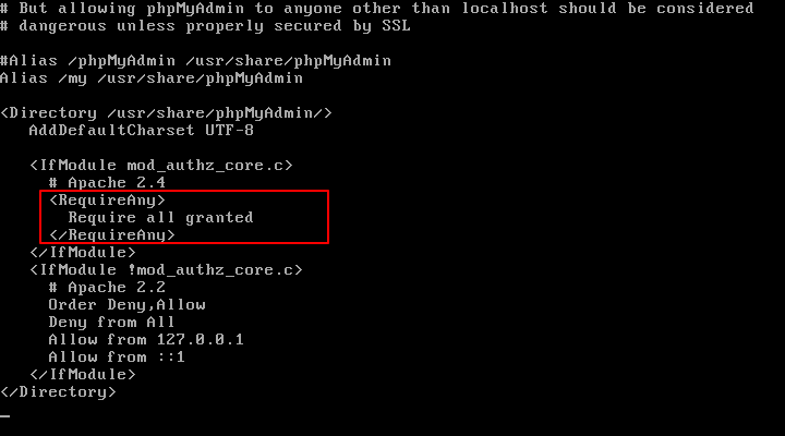 PhpMyAdmin Consenti accesso