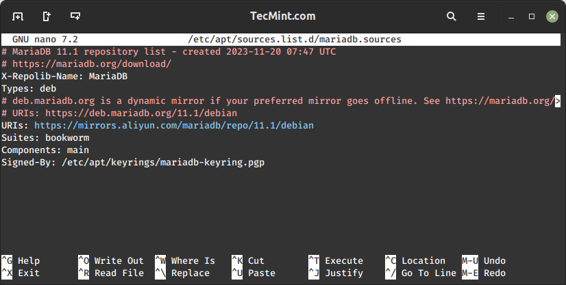 Aggiungi il repository MariaDB